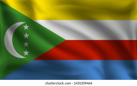 Waving of the Comoros flag, the flag of  the Comoros, vector illustration