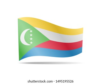 Waving Comoros flag in the wind. Flag on white background vector illustration