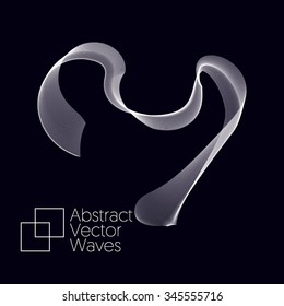 Waving concept background. Abstract white lines for your design. Vector illustration