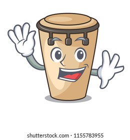 Waving conga character cartoon style