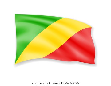 Waving Congo flag on white. Flag in the wind vector illustration.