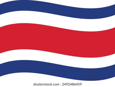 Waving Costa Rica flag isolated on white background . Costa Rican national flag . Costa Rica flag . Vector illustration