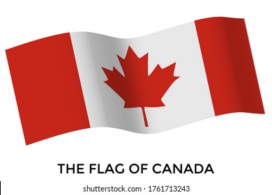 Waving country flag of Canada. Vector illustration 3D icon isolated on white background for banner, poster, card design.