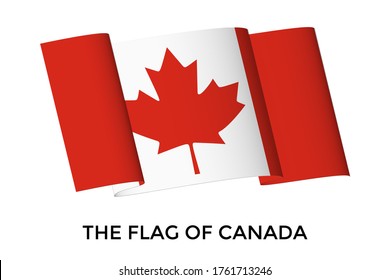 Waving country flag of Canada. Vector illustration 3D icon isolated on white background for banner, poster, card design.