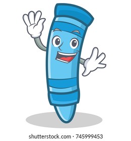 Waving crayon character cartoon style