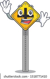 Waving crossroad sign isolated in the character