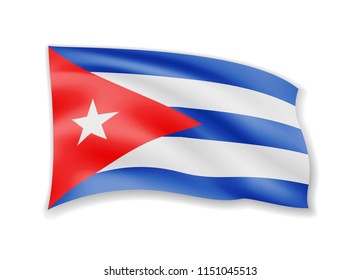Waving Cuba Flag on white. American Flag in the Wind. Vector illustration.