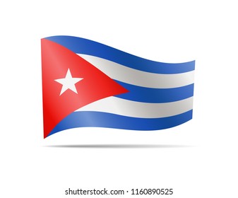 Waving Cuba flag on white. Flag in the wind.