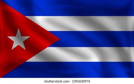 Waving Cuban flag, the flag of Cuba, vector illustration