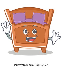 Waving cute bed character cartoon