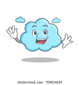 Waving cute cloud character cartoon