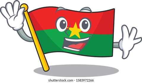 Waving cute smiley flag burkina faso cartoon character style