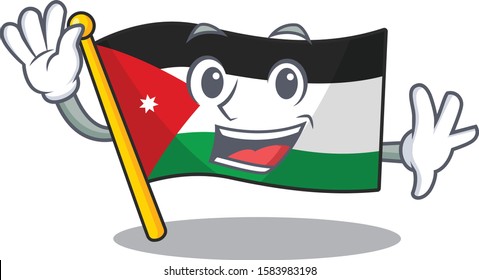 Waving cute smiley flag jordan cartoon character style