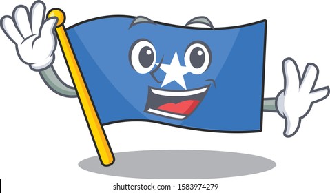 Waving cute smiley flag somalia cartoon character style