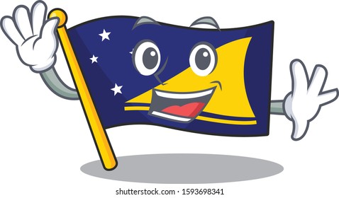 Waving cute smiley flag tokelau Scroll cartoon character design