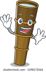 Waving cute smiley telescope Scroll cartoon character design