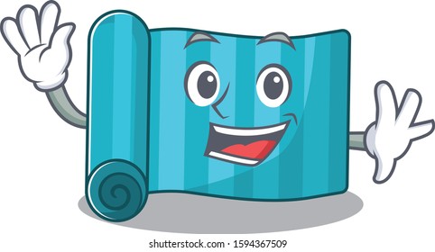 Waving cute smiley yoga mattress Scroll cartoon character design