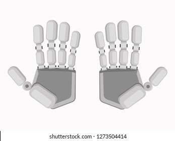 Waving cyber hand sign. Flat design. Vector illustration.