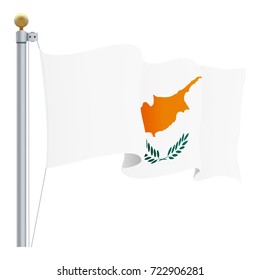 Waving Cyprus Flag Isolated On A White Background. Vector Illustration. Official Colors And Proportion. Independence Day
