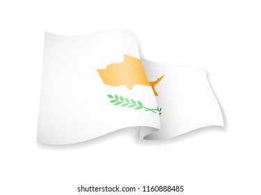 Waving Cyprus flag on white background. Vector illustration
