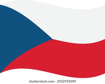 Waving Czech flag isolated on white background . Czech flag fluttering . Vector illustration