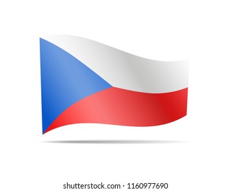 Waving Czech Republic Flag on white. Flag in the Wind. Vector illustration.