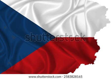 Waving Czech Republic flag vector with torn edges on a transparent background