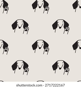 Waving Dachshund Umriss Nahtloses Muster Vektorgrafik, Einfaches Hundemuster zum Drucken