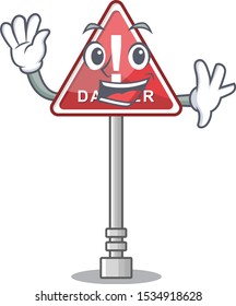 Waving danger cartoon isolated in the character