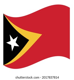 Waving Democratic Republic of Timor-Leste. Vector. Accurate dimensions, elements proportions and colors