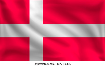 Waving Denmark flag, the flag of Danishes
, vector illustration