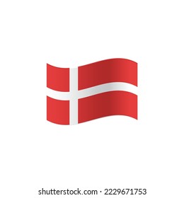 waving Denmark flag icon flat style design.  waving Denmark flag vector illustration. isolated on white background.