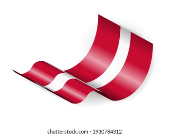 Waving Denmark flag on a white background. Vector illustration.