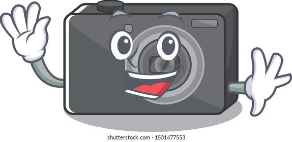 Waving digital camera isolated with the character