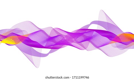 Onda de sonido digital ondulada en el vector de fondo blanco.