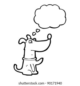 waving dog cartoon