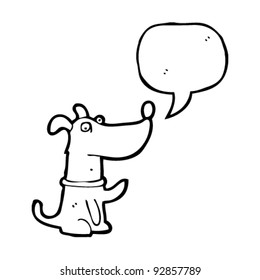 caricatura de perro ondeando con burbuja de habla
