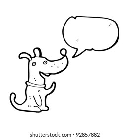 caricatura de perro ondeando con burbuja de habla