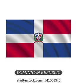 Waving Dominican Republic flag on a white background. Vector illustration