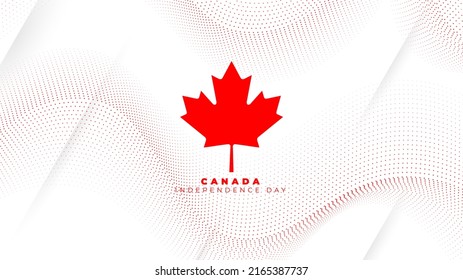Waving dots in white background with maple leaf in canada flag for canada independence day design