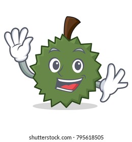 Waving Durian character cartoon style