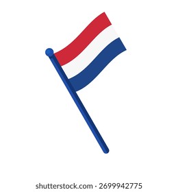 Ondeando la bandera holandesa - Ilustración vectorial