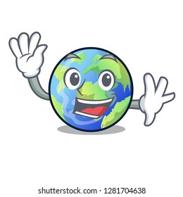 Waving earth above the sky the mascot