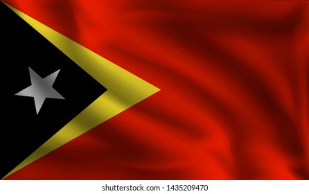 Waving East Timor flag, the flag of East Timor, vector illustration