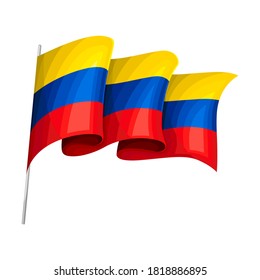 Waving Ecuadorian Flag on Pole as Country Attribute Vector Illustration