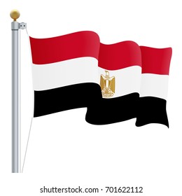 Waving Egypt Flag Isolated On A White Background. Vector Illustration. Official Colors And Proportion. Independence Day