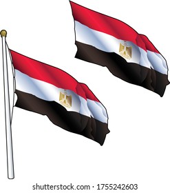 ondeando la bandera egipcia en el póler de bandera