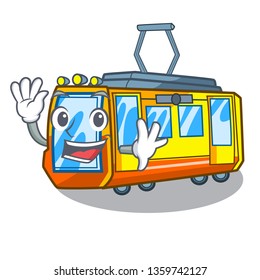 Waving electric train isolated with the cartoon