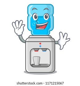 Waving electric water cooler against the cartoon