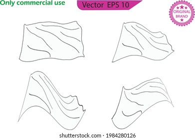 Waving empty flag mock up. Vector Waving Flags and Banners for Icons, Presentations, Web Pages. Flag vector icon. Flat shape symbol sign. Application and web interface logo image. 